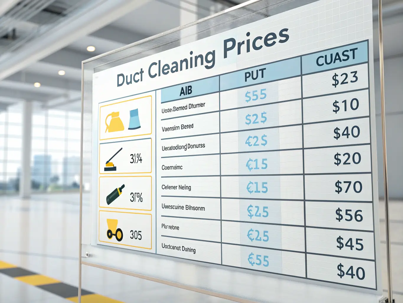A clear and concise price list is displayed, showcasing Cold Stinger HVAC's commitment to upfront and transparent pricing for all services.