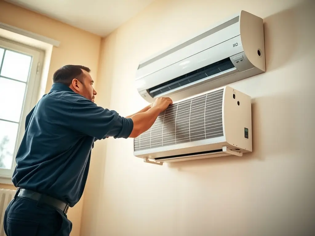 A modern, energy-efficient HVAC system being installed in a new Phoenix home by Cold Stinger HVAC technicians, emphasizing the company's expertise in new system installations.